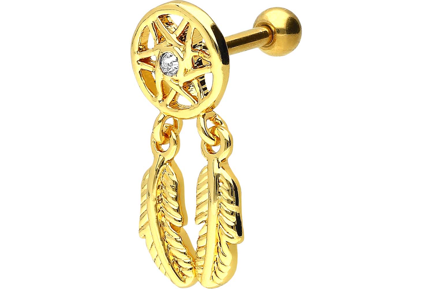 Chirurgenstahl Ohrpiercing mit Brass-Design TRAUMFÄNGER + FEDERN ++SALE++
